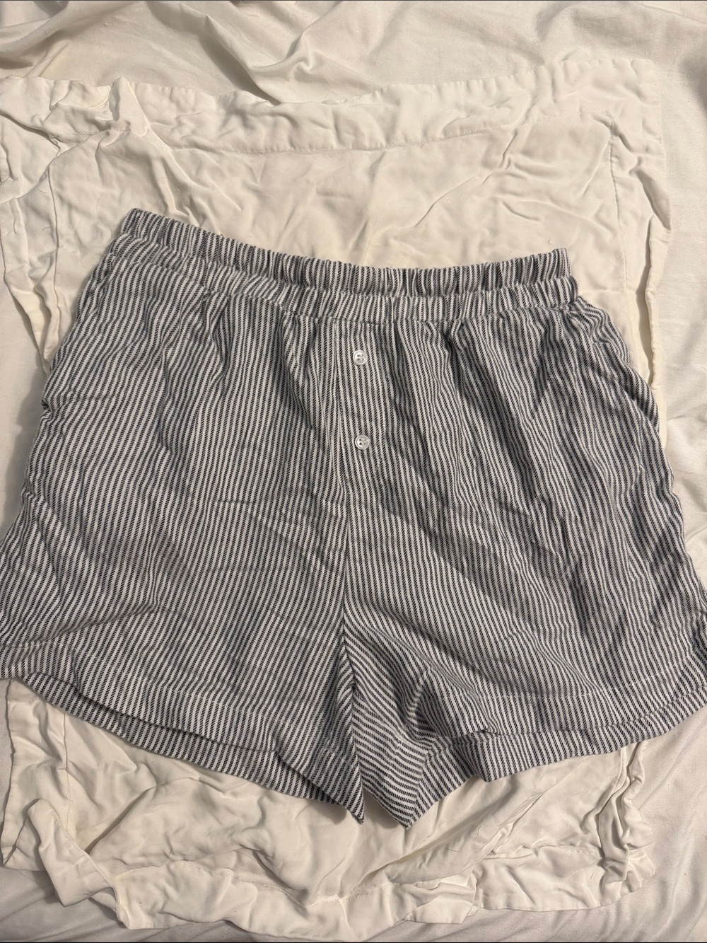 Striped Elastic Waist Boxer Shorts - Navy & White